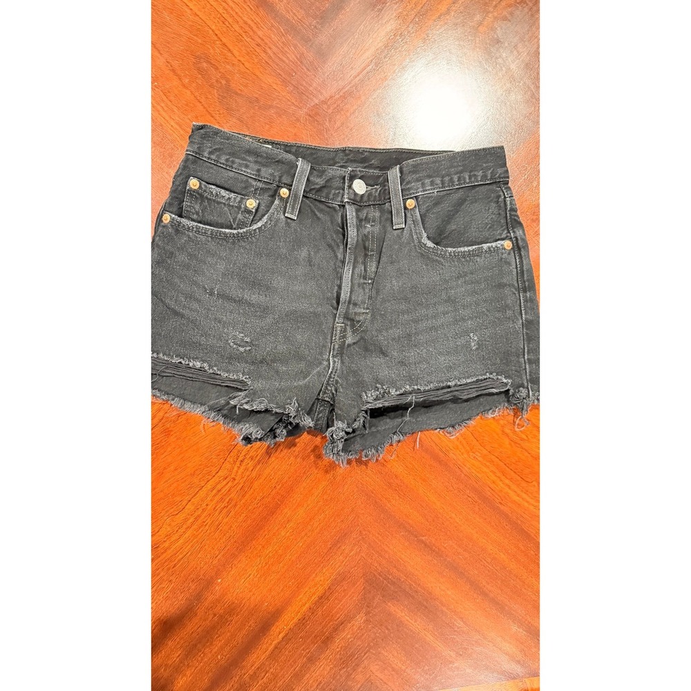 Levi's‎ 501 Premium Black Distressed Denim Cutoff Shorts W27 High Rise